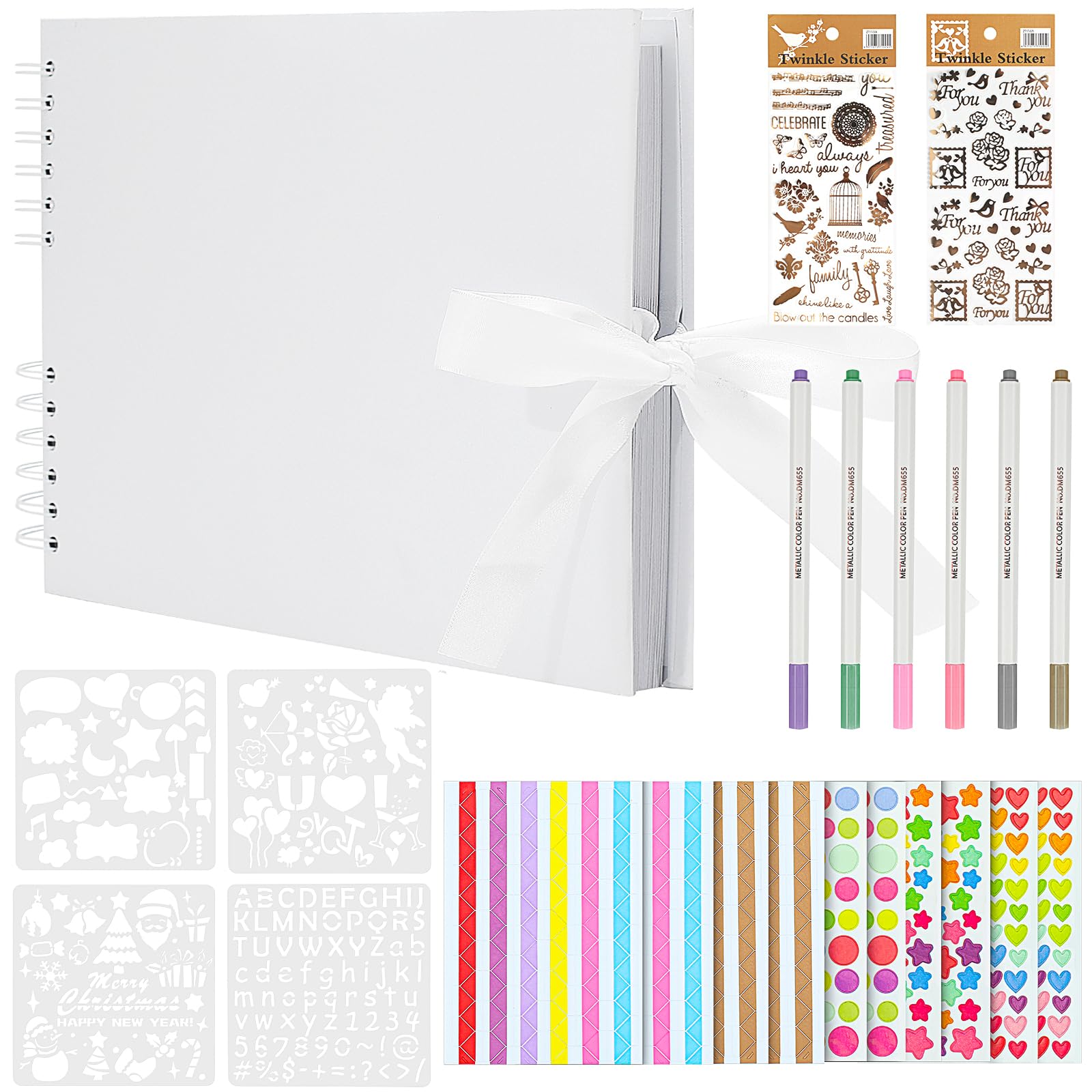 JETOP Wedding Photo Scrapbook Photo Book 80 White Pages Personalised Memory Book Scrapbook Set Wedding Memory Book for Couples Picture Book with Scrapbooking Supplies for Valentines Day Anniversary A4