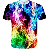 Hgvoetty Unisex 3D Print Shirts Colorful Space Graphic Tees for Men Women Teens