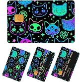 APVDSH Credit Card Skin, Cute Debit Card Skin Sticker, 4Pcs Stylish Slim Anti-Wrinkling Removable Credit Card Sticker for Transportation, Key Neon Cartoon Colorful Cats