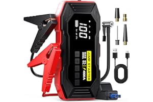 XIAUODO Jump Starter with Air Compressor, Portable Car Battery Jump Starter(12 Gas/10L Diesel), 4000A Peak 160PSI 12V Automobile Jump Box Pack Chargers with Jumper Cables, 4-Mode LED Lights, LCD Display