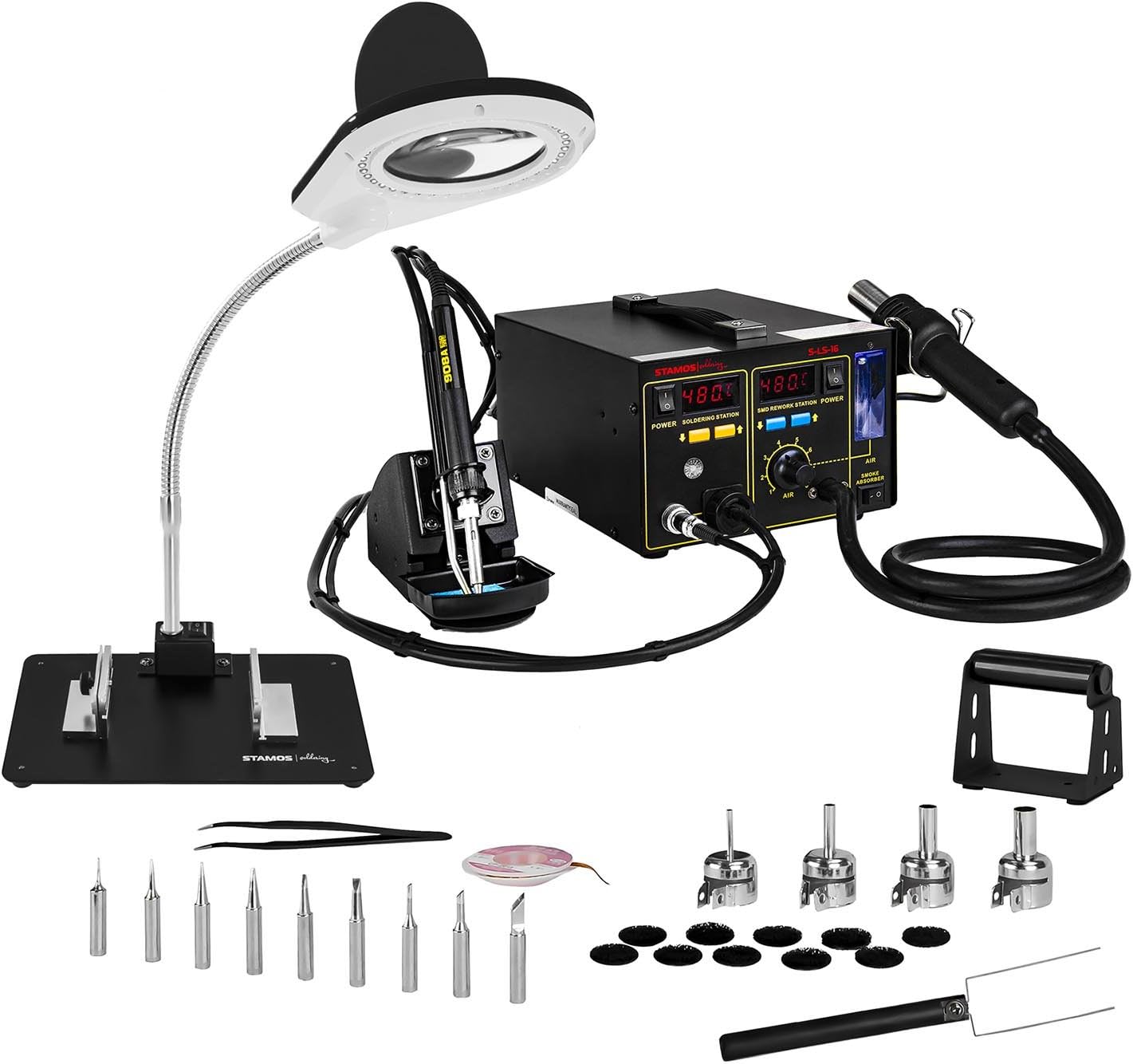 Stamos Soldering - S-LS-16 - Soldering Station with Iron and Hot Air Gun - 720 Watt