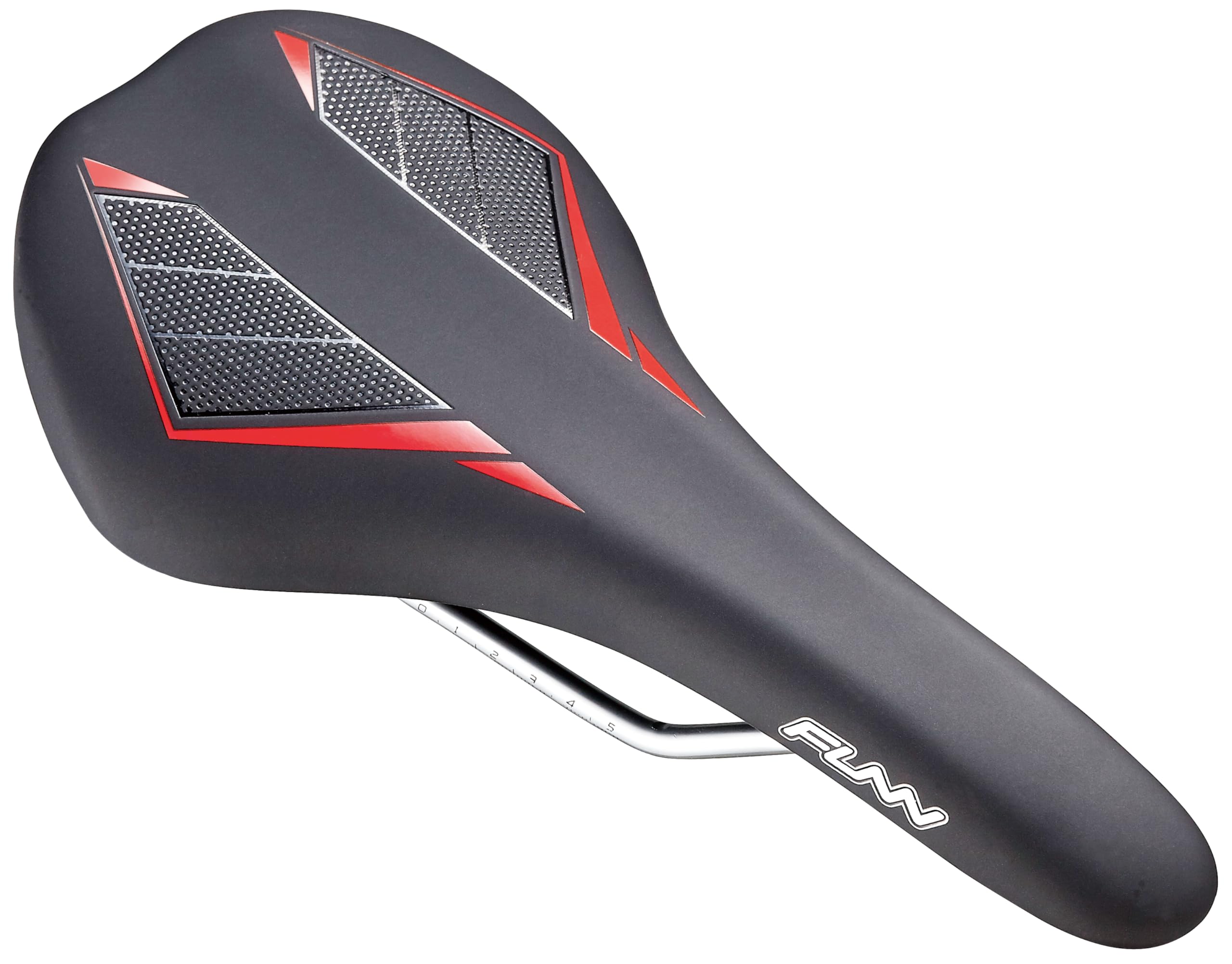 Funn Skinny Mountain Bike Saddle with Durable CrMo Rails, Featherlight and Streamlined Bicycle Seat, Tough Vinyl Leather Covered Bicycle Saddle for MTB, BMX and Road Bike (Red)