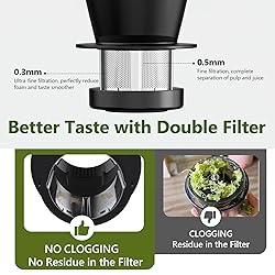 Slow Juicer Carrot Ginger, 250W Cold Press Juicer