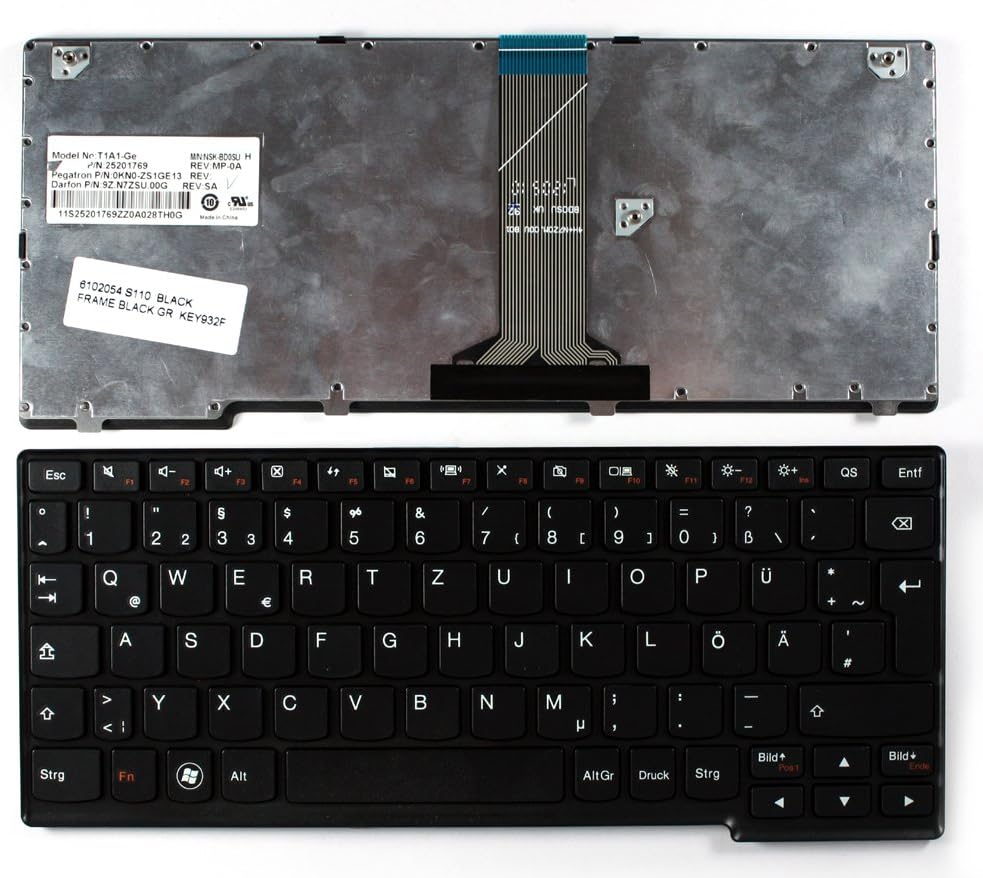 IBM Lenovo IdeaPad S110 Black Frame Black German Layout Replacement Laptop Keyboard