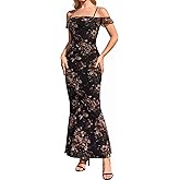Summer Floral Bodycon Long Formal Wedding Guest Dresses for Women Elegant Off The Shoulder Ruched Cocktail Party Maxi Dress