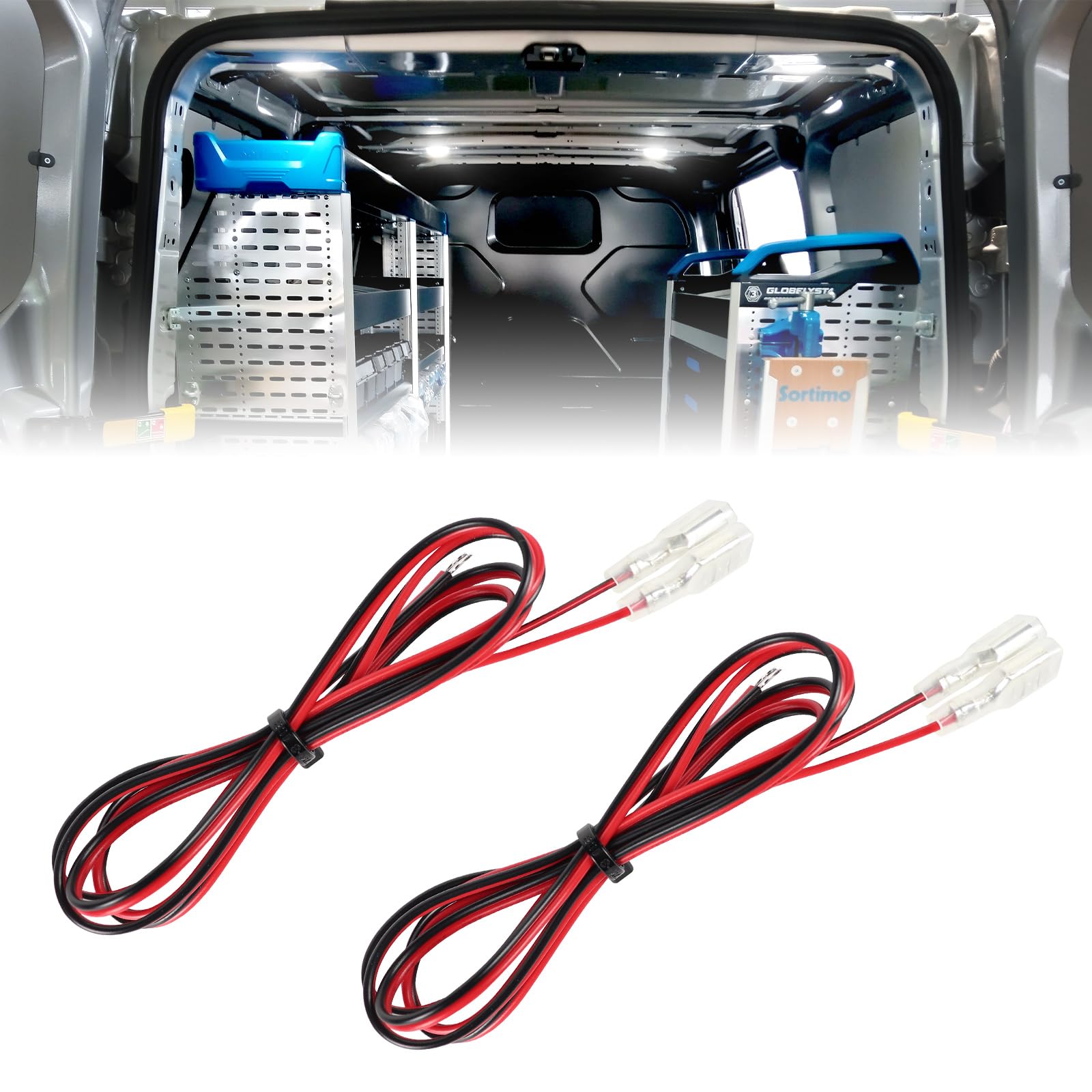 Photo 1 of 2PC Van Cargo Room LED Lights Pigtail Connector Wires Harness for 2015-2024 Ford Transit 150/250/350/350 HD Van Connect E-Transit