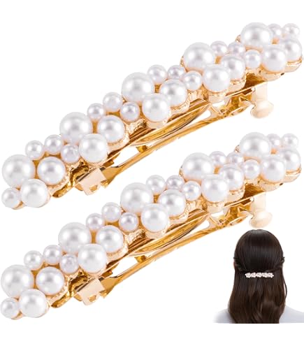 Amazon.com : Pearl Hair Clips Barrettes for Women Elegant  display picture 2