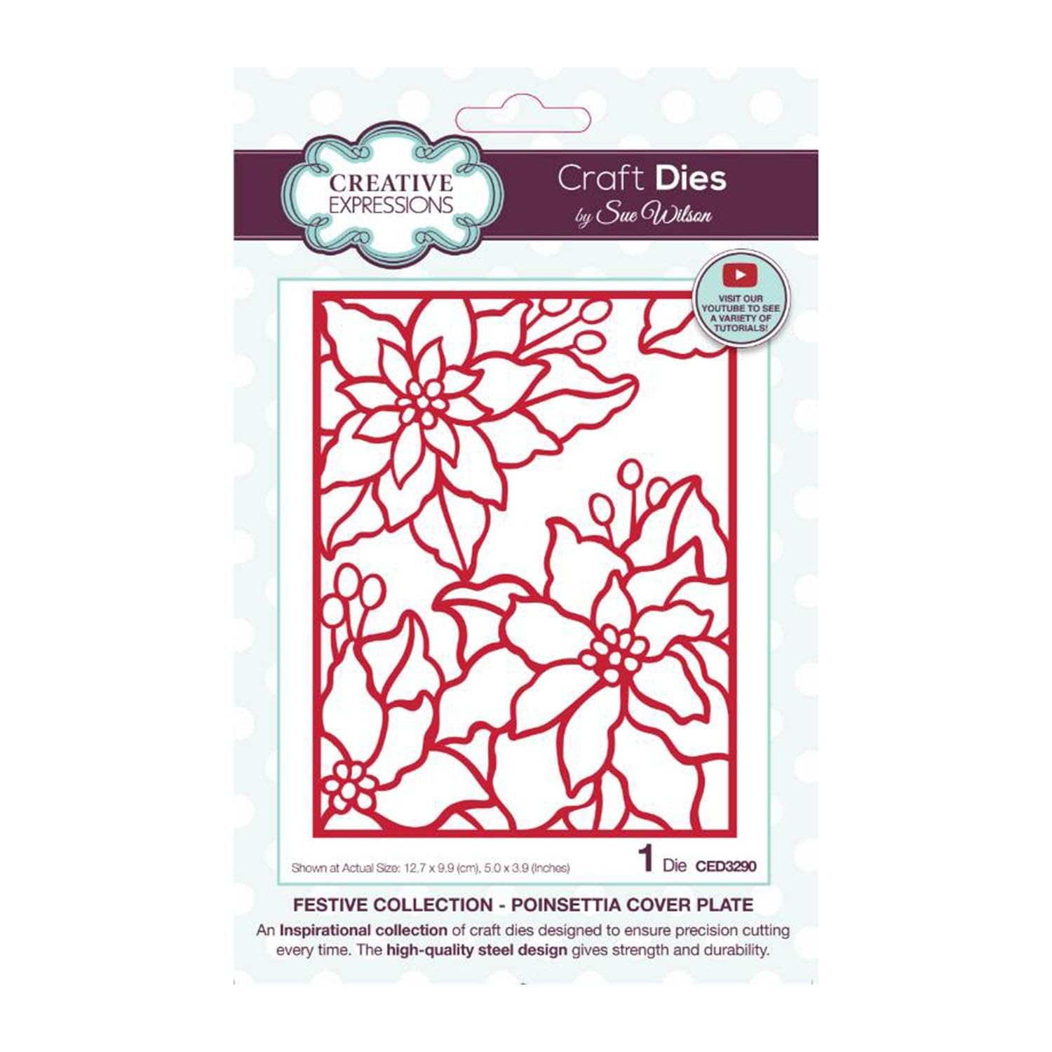 Creative Expressions Sue Wilson Festive Poinsettia Cover Plate Craft Die, Metal, Brown, 5 x 3.9 inch