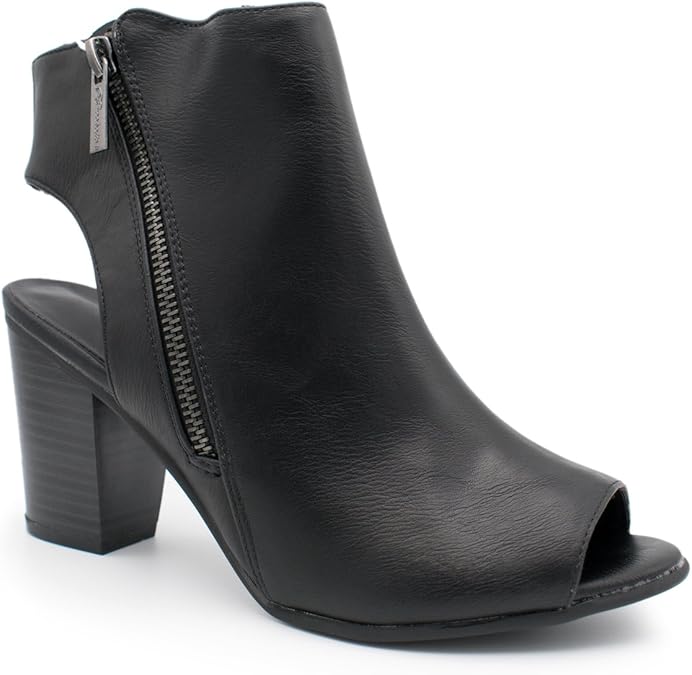 rumor open toe side buckle bootie
