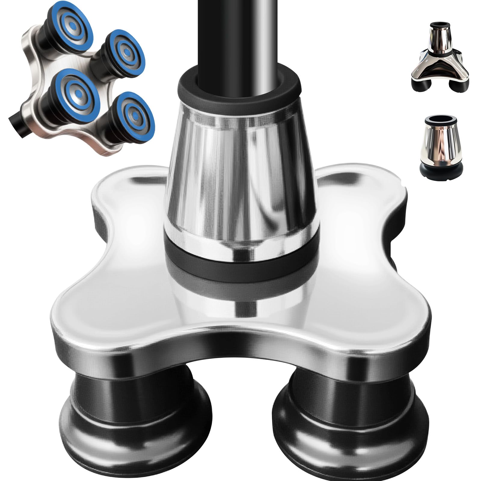 Photo 1 of ispuoocti Cane Tips 3/4 inch All Terrain Self Standing Heavy Duty Quad Base with 360° Pivoting Ankle-Mimicking Design,Non-Slip and Stable for Walking Cane & Mobility Aid (Quad Cane Base-B)