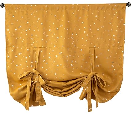 Orange Valance Curtain For Small Window Tie Up Shade Room Darkening Blackout Thermal Insulated Window Valance Drapes For Kitchen Bedroom Living