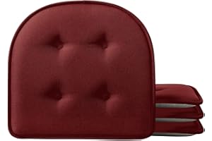 LOVTEX Chair Cushions for Dining Chairs 4 Pack, Non Slip Seat Cushions for Kitchen Chairs, Burgundy 17 x 16 Tufted Memory Foam Kitchen Chair Cushions Set of 4