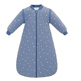 amo nenes Baby Sleep Sack, TOG 2.5 Winter Wearable Blanket, Removable Long Sleeves Baby Sleeping Bag for Infants and Toddlers, Super Soft Warm Comfortable Sleeping Sack, Blue White Stripes, 0-6M