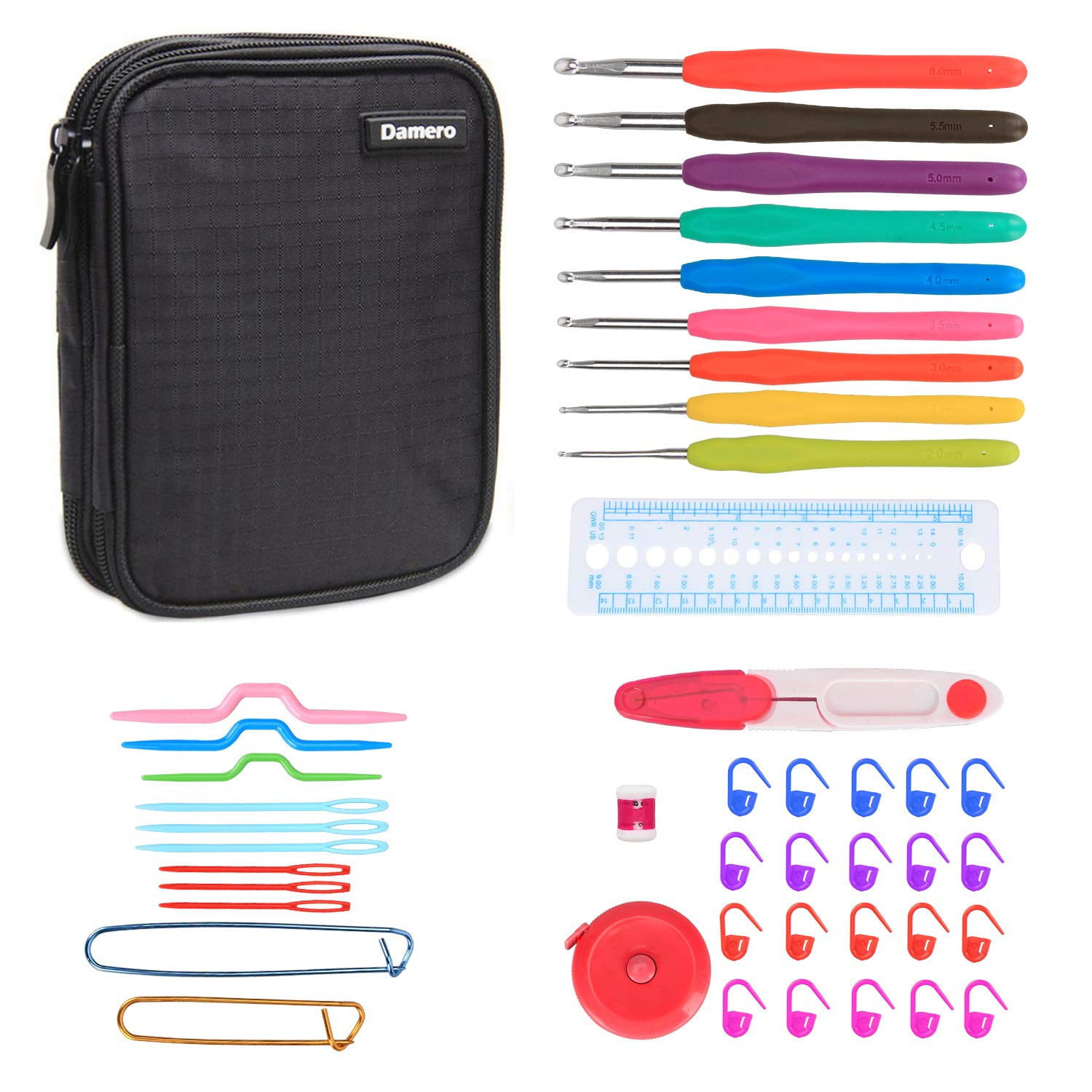 Damero Crochet Hooks Set, Crochet Hooks Case with 9 Pcs