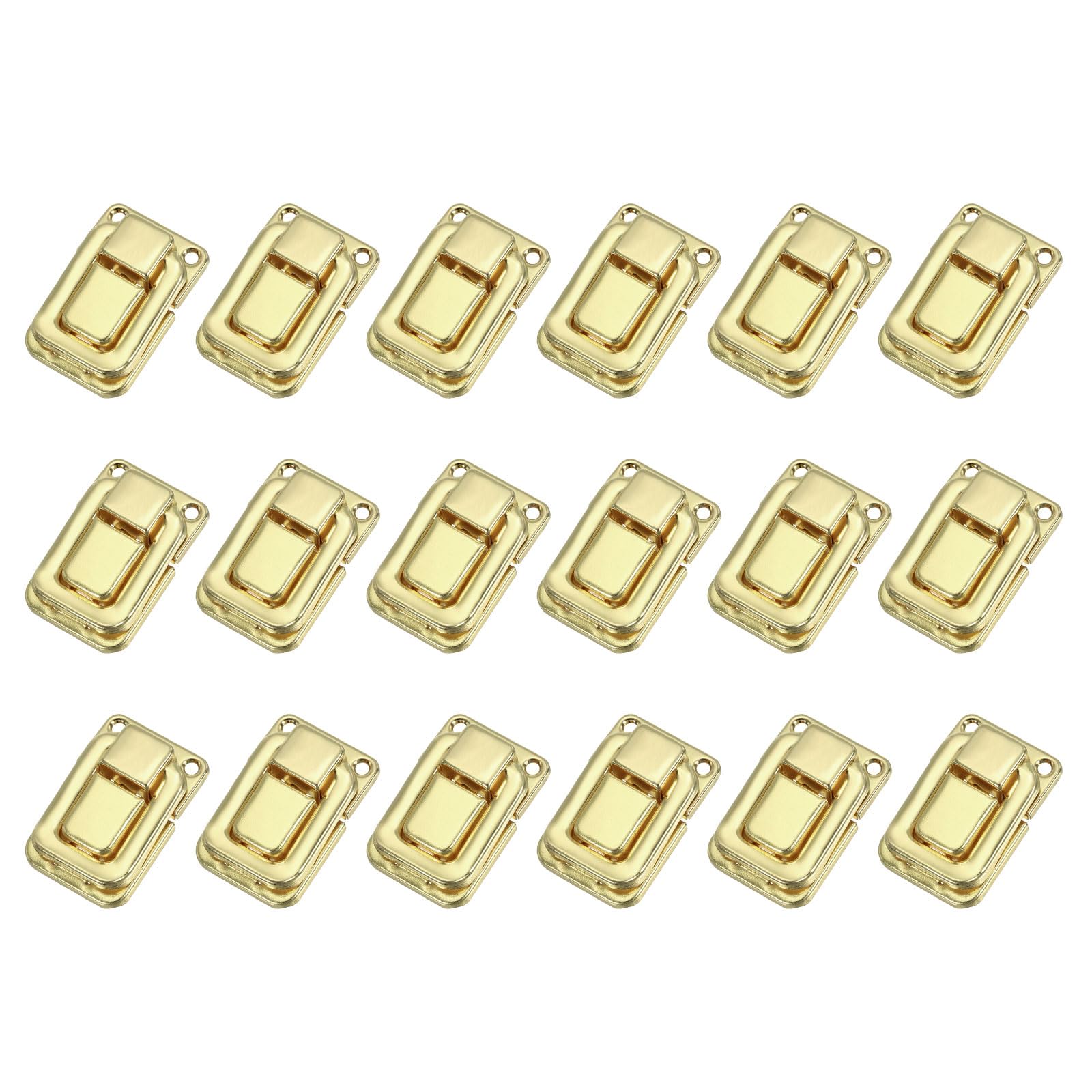 PATIKIL Toggle Catch Lock 1.5" x 1", 18 Pack Metal Buckle Hasp Lock Latch Clasp for Jewelry Box Wooden Case Decoration, Light Gold
