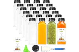 DEPEPE 24pcs 12oz Juice Bottles, Plastic Juice Bottles with Caps, Empty Clear Containers with Tamper Seal Lids for Juicing, Smoothie Milk Water and Other Beverages