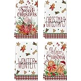 Artoid Mode Gingerbread Have A Sweet Christmas Kitchen Towels Dish Towels, 18x26 Inch Daily Holly Winter Decoration Hand Towels Set of 4