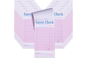 UZLU 60 Pack Guest Checks Books Bulk Server Note Pad Numbered Waitress Notepad for Restaurants Pink Food Receipt Book 3000 Total Double Sided Perforated Server Order Paper for Bars Cafes Restaurant Order