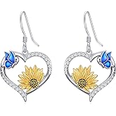 Bee/Butterfly/Dragonfly/Hummingbird/Sunflower Earrings for Women 925 Sterling Silver Sunflower Earrings Hypoallergenic Animal Jewelry Gifts for Women