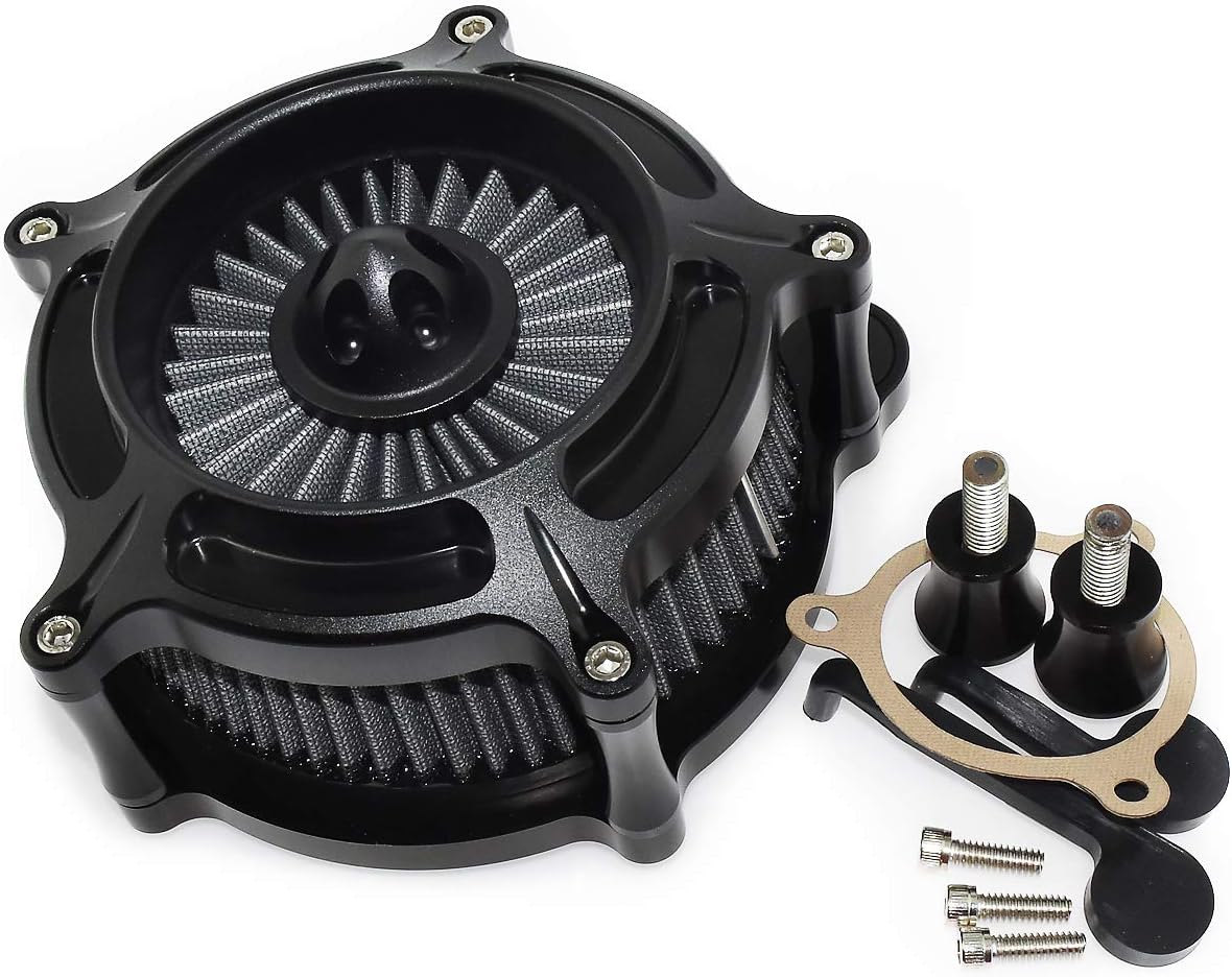 YHMTIVTU Motorcycle Turbine Spike Air Cleaner Air Intake Filter System Kit For