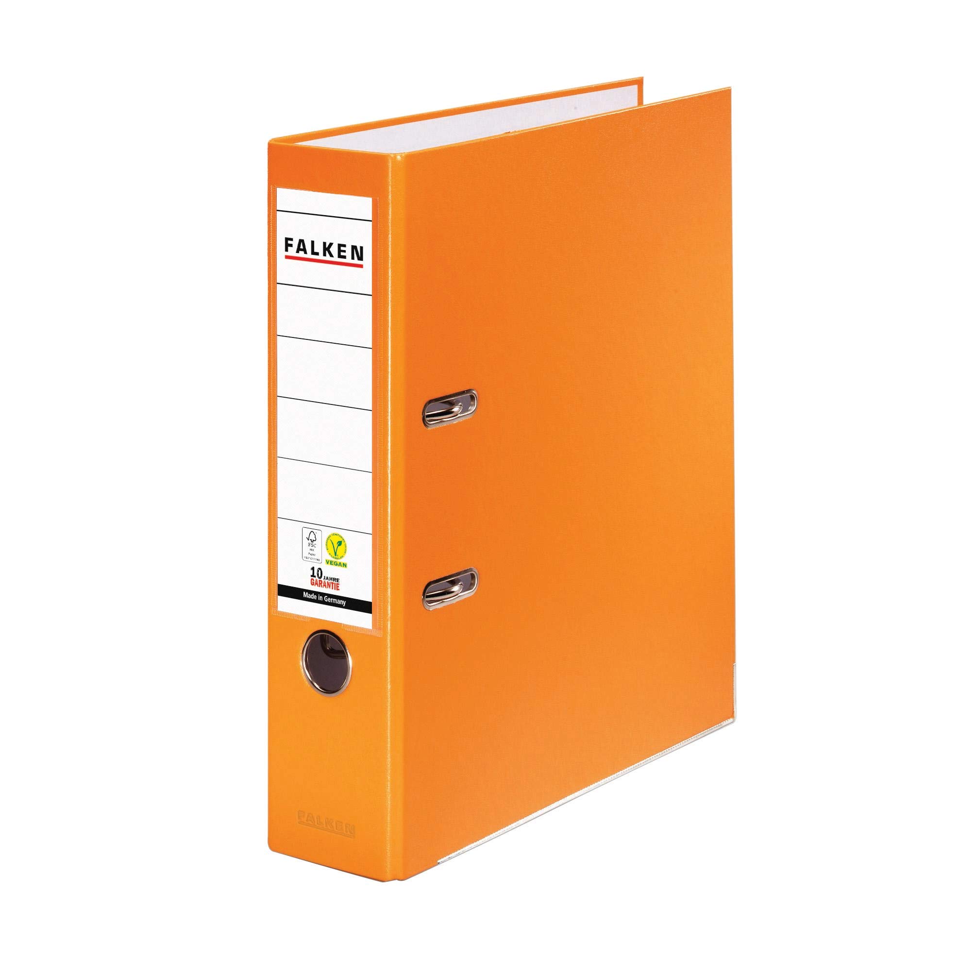 Original Falken PP-Color plastic files. Made in Germany. 8 cm wide DIN A4 orange ring binder vegan file folder letter folder office folder plastic folder slotted folder