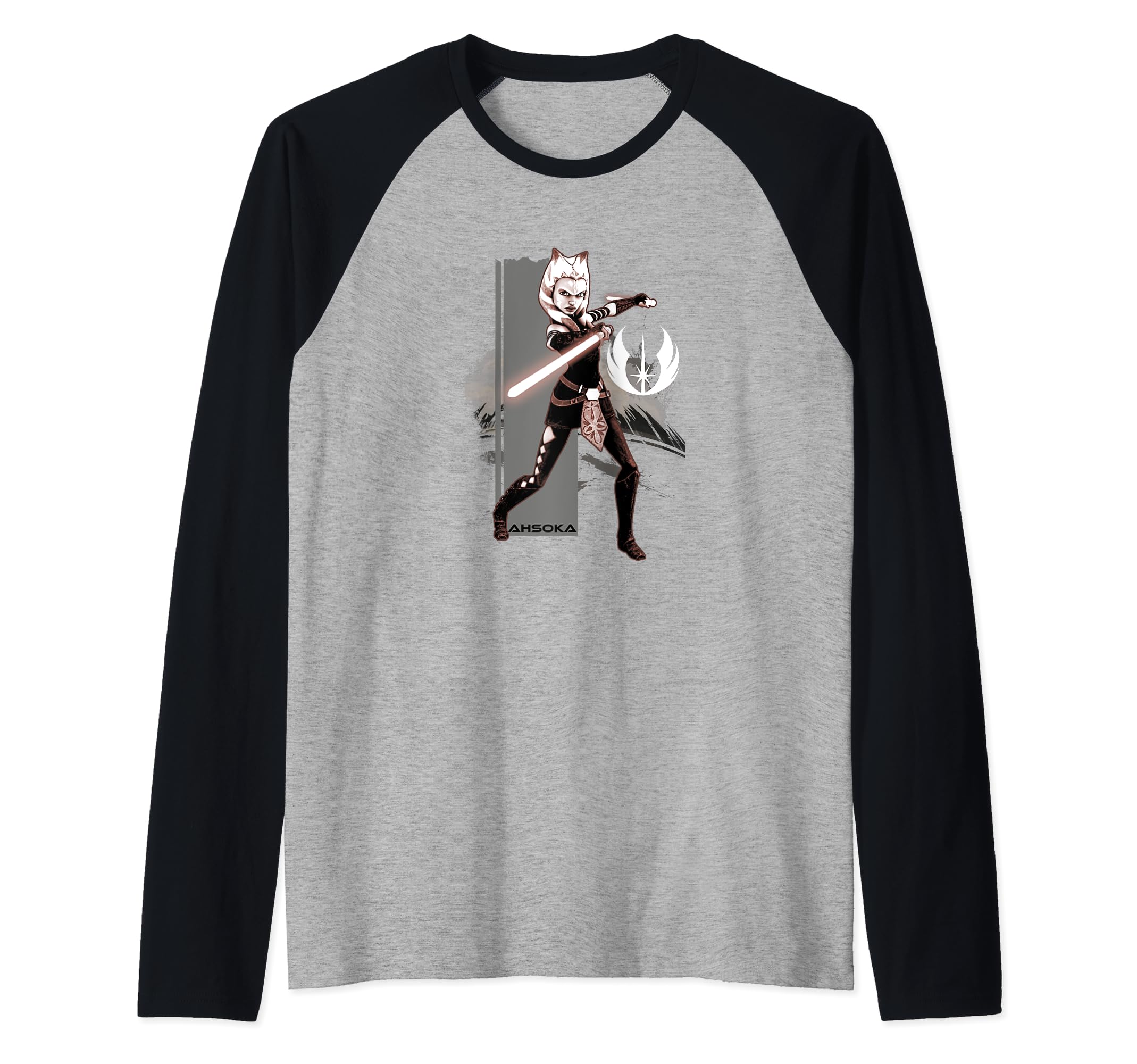 Star Wars Clone Wars Asoka Lightsaber Out Portrait Raglan Baseball Tee