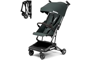 Bebehoo Lightweight Travel Baby Stroller, Foldable Portable Airplane Compact Umbrella Strollers for Toddler 1-3 Years (Full Canopy,Deep Green)