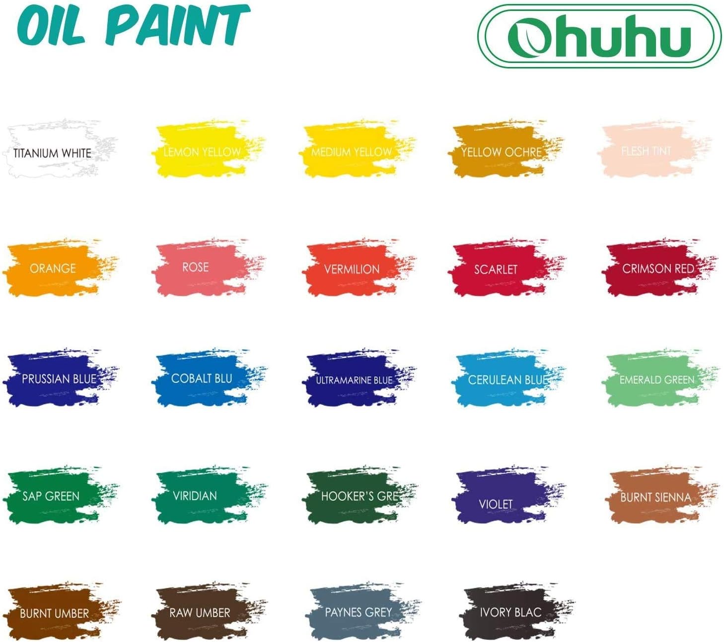 Ohuhu Oil Paints for Artists 24 Colours x 12ml Tubes Oil Paint Set, Rich Pigment & Non-Toxic - Image 5