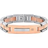 Men's -Accented Stainless Steel ID Bracelets in Two-Tone Choice of Colors