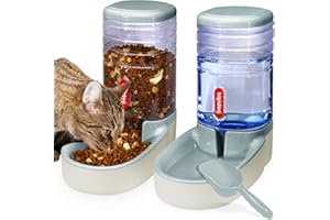 HIPIDOG Automatic Pet Feeder Small&Medium Pets Automatic Food Feeder and Waterer Set 3.8L, Travel Supply Feeder and Water Dispenser for Dogs Cats Pets Animals (Gray)