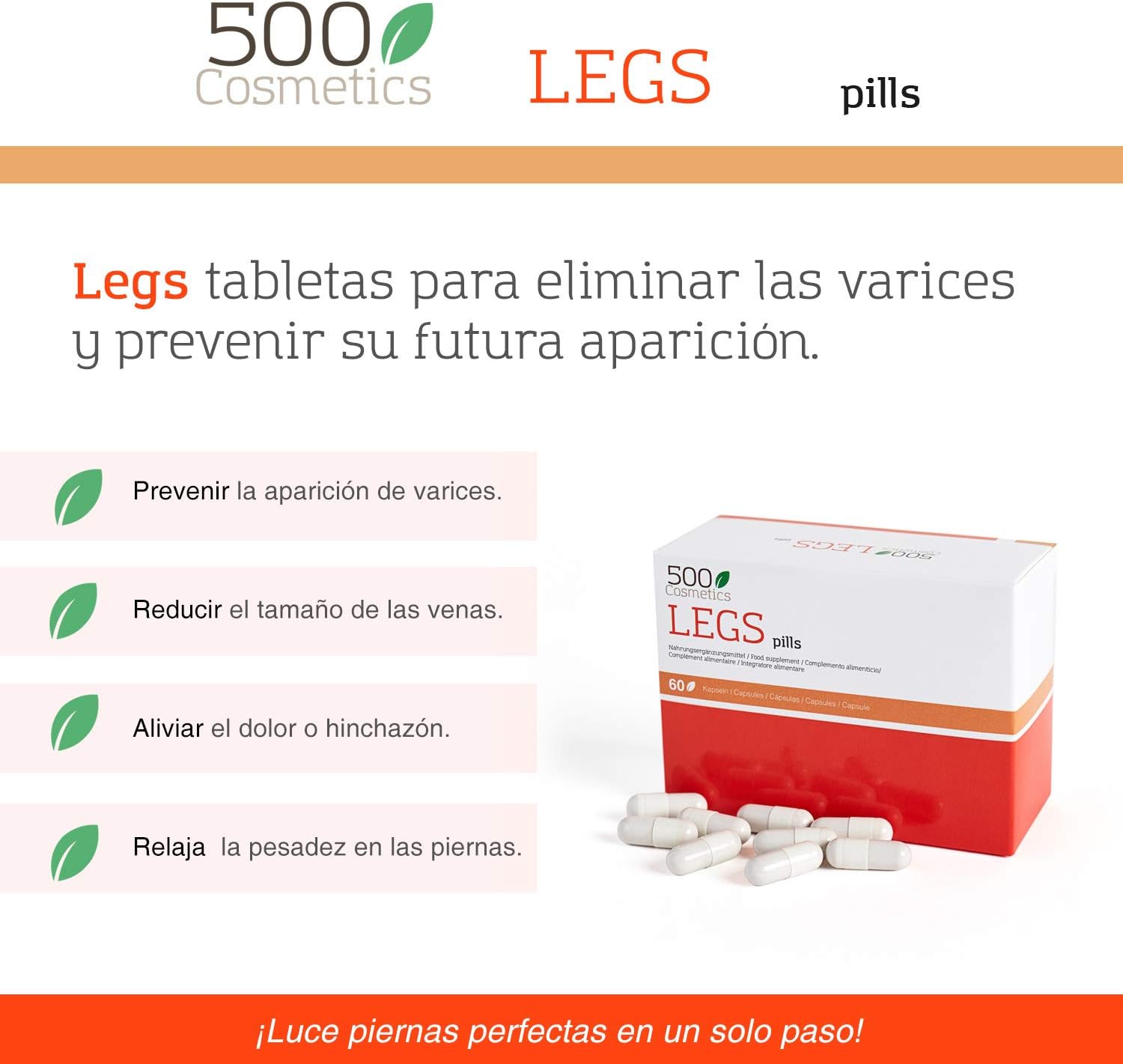 500Cosmetics Legs, Natural Capsules to Prevent and Eliminate Varicose Veins, Improves Blood Circulation and Reduce Swelling - Image 5