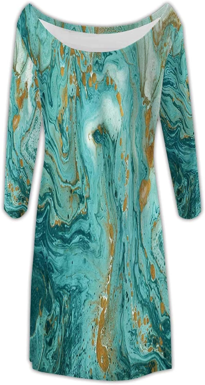 Deer Forest Snow mas Winter Seasonpaper Vector Womens Comfy Swing Tunic Long Sleeve T Shirt Dress,29548o for Party,XS