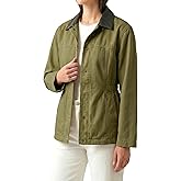 GALMINT Barn Jackets for Women Contrast Collar Utility Jacket Zip Up Drawstring Waist Barn Coats 2025 with Pocket