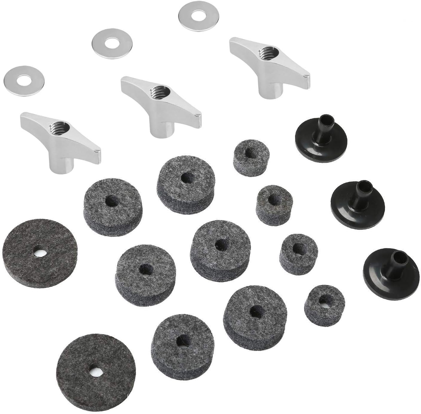 Cymbal Replacement Accessories Cymbal Felts Hi-Hat Clutch Felt Hi Hat Cup Felt Cymbal Sleeves with Base Wing Nuts and Cymbal Washer (21 Pieces)