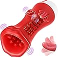 Uoffile Male Sex Toys for Men - 4IN1 Male Masturbator for 9 Licking & 9 Vibrating & 5’’ Deep Squeezable Sleeve & AI Sync APP,