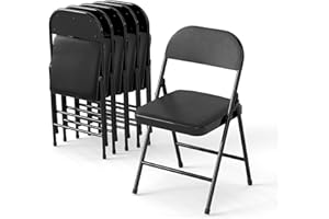 Winlice 6 Pack Leather Padded Folding Chair, Metal Frame with Pu Leather Seat & Back, 650 LB Capacity Pu Leather Folding Chai