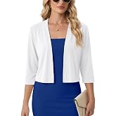 JINKESI Women's 3/4 Sleeve Bolero Shrugs Lightweight Casual Cropped Open Front Cardigan for Dress