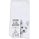 Cabana Bro Funny Westie Bathroom Hand Towels, Westie Gifts for Women, West Highland Terrier Gifts Decorative Hand Towels for Kids Guest Bathroom Washroom Half Bath, 16x24 Inch