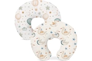 WOODIVILLE Nursing Pillow Covers 2 Pack, Breastfeeding Pillow Slipcovers Soft and Stretchy, Nursing Covers for Baby Girls Boys Newborn