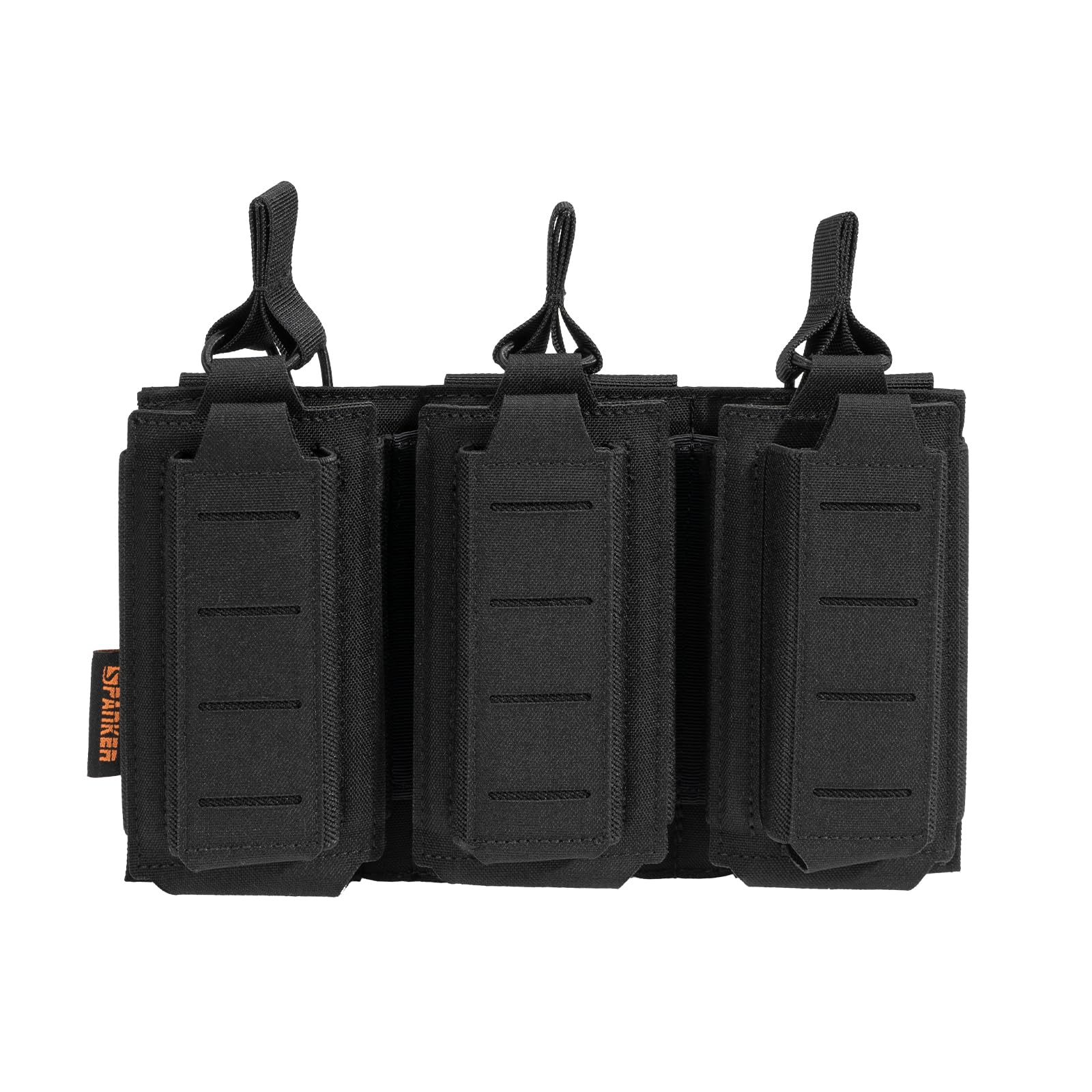 EXCELLENT ELITE SPANKER Tactical Molle Mag Pouch Pistol Mag Pouch for M4 M14 M16 AK AR Elastic Mag Pouch(Triple,BLK)