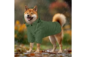 Navaris Hooded Dog Rain Jacket - Dog Raincoat Waterproof - Water-Resistant Rain Coat with Removable Hood - Raincoats with Siz