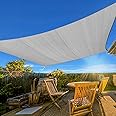 Artpuch 8'x10' Sun Shade Sail Curved Commercial Outdoor Shade Cover Light Grey Rectangle Heavy Duty Permeable 185GSM Backyard