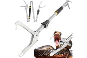 Frebuta Snake Grabber Tool, 69" Snake Tongs Grabber for Rattlesnake Heavy Duty Professional Folding Snake Feeding Tongs Wide Jaw Snake Handling Tool Long Hndle Stainless Steel Tube Sponge Handle