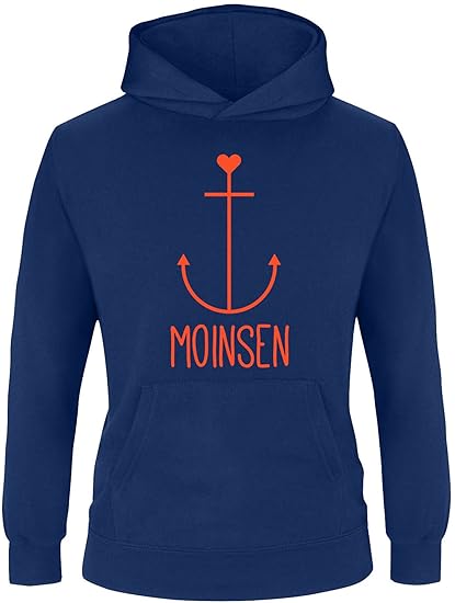 EZYshirt® Moinsen | Hamburg | Moin Moin | Anker Kinder Hoodie | Kinder Kapuzenpullover | Kinder Pullover