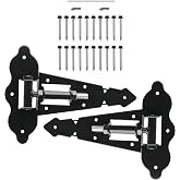Advantage Industries 8&rdquo; Self-Closing &ldquo;T&rdquo; Hinge | Industrial Stainless-Steel Gate Hinge | Horizontal Adjustable | Heavy-Duty Enclosed Spring | 2-Side Gate Attachment | Wood Gate Hinge (Pair) &ndash; Black