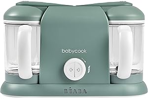 BEABA Babycook Duo 4 in 1 Baby Food Maker, Baby Food Processor, Baby Food Blender Baby Food Steamer, Make Fresh Healthy Baby Food at Home, 9.1 Cup Capacity, Eucalyptus