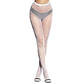 VINICUNCA Fishnet Stockings for Women Sparkly Rhinestone Fishnet Tights Glitter Fish Nets