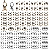Wixine 200Pcs Hope Breast Cancer Ribbon Awareness Charms Hope Ribbon Pendants Antiqued Silver Tone 7 x 15 mm Making DIY Handmade Accessories Craft