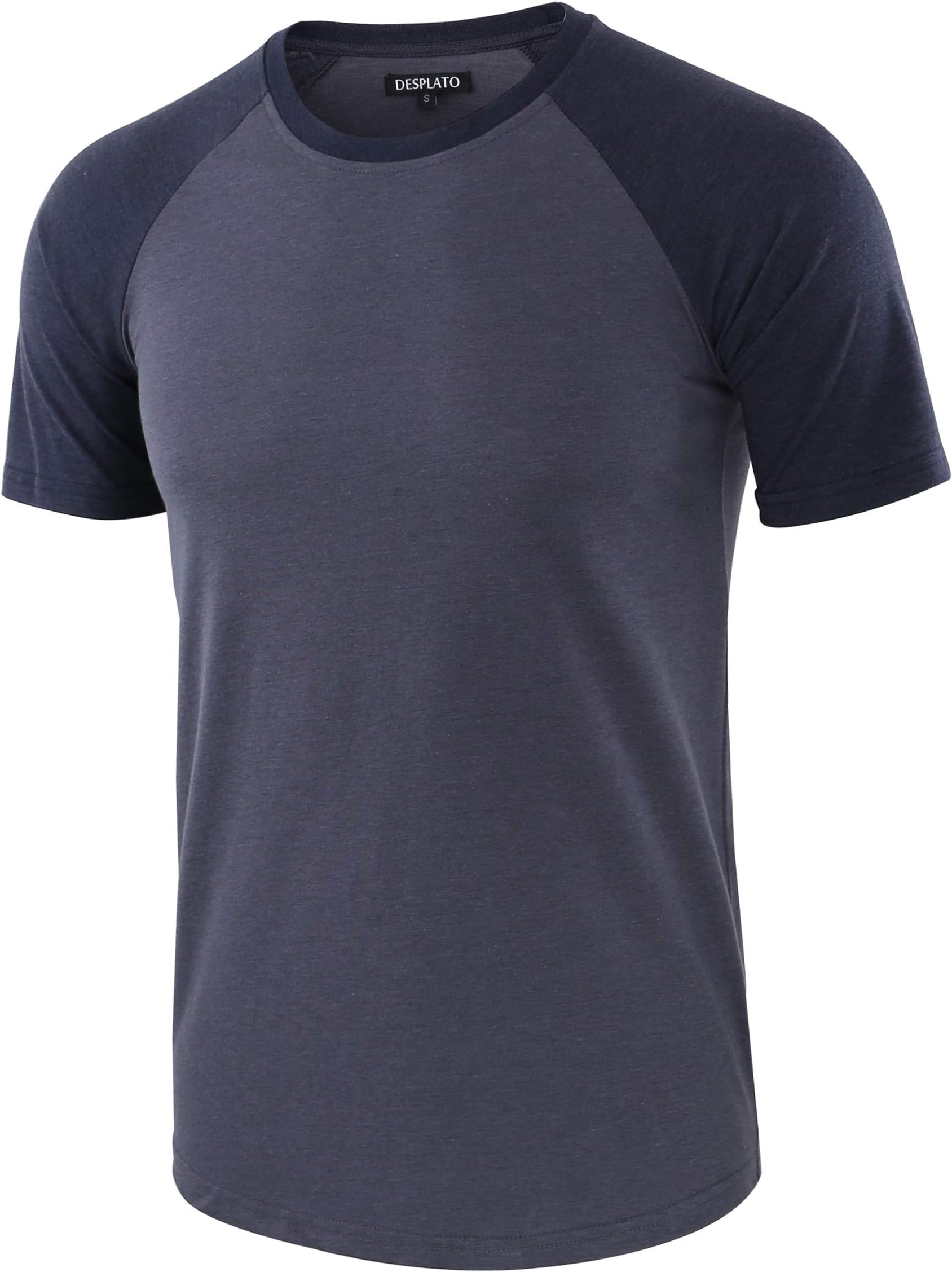 DESPLATO Mens Casual Basic Vintage Active Short Raglan Sleeve Crew Neck T Shirt