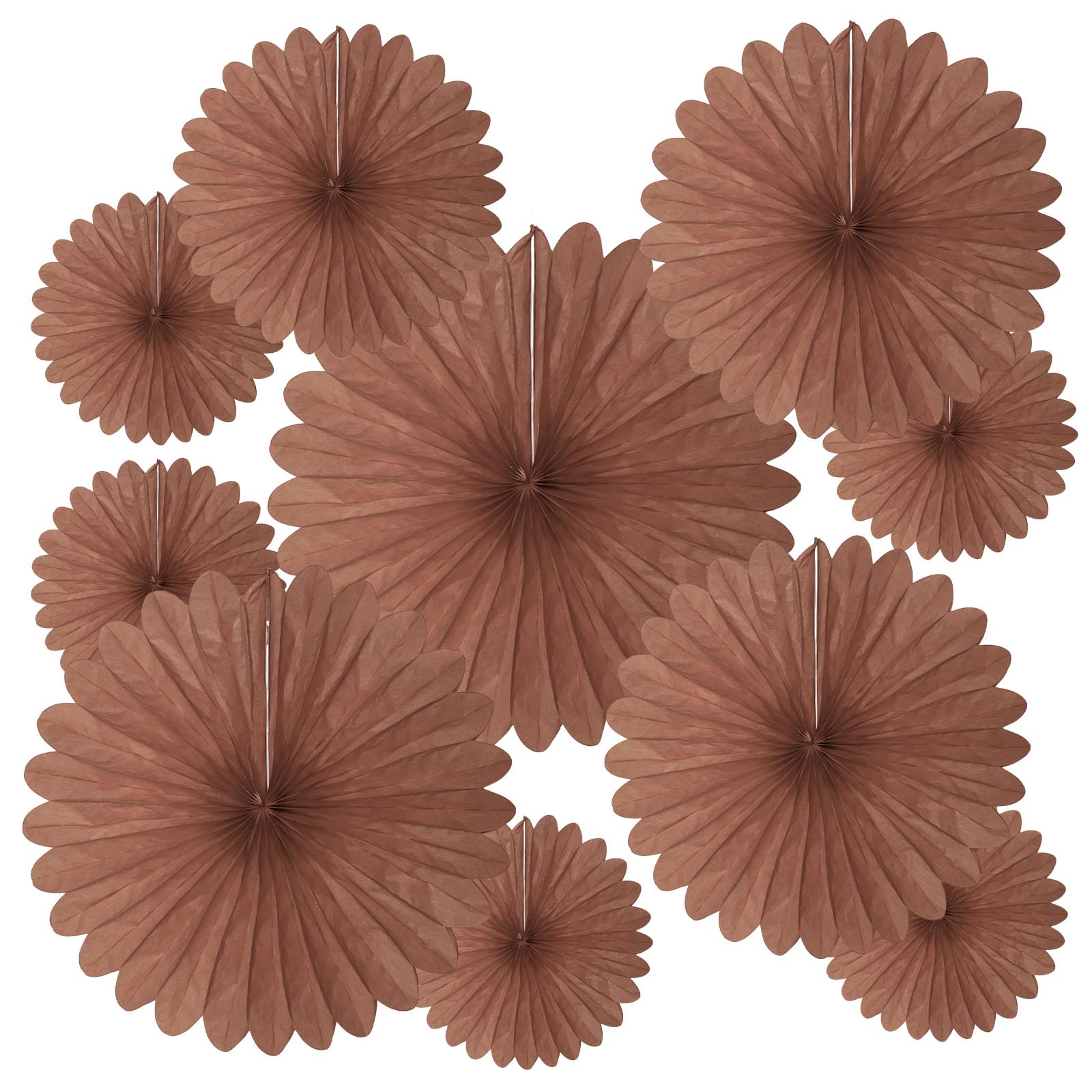 Photo 1 of 20 Pcs Deep Brown Hanging Paper Fan, Round Paper Fans Decorations Set for Weddings, Birthdays, Engagement, Bridal Shower, Baby Shower Event, Graduation, Party Supplies Decor